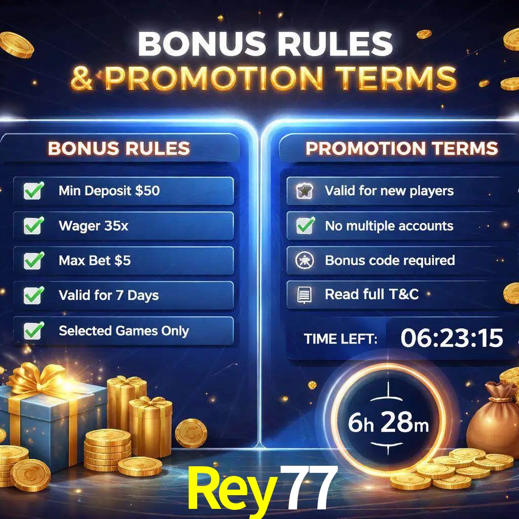 Reglas de promoción Rey77 y condiciones de bonos explicadas visualmente